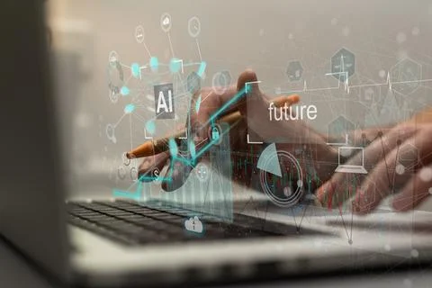 ChatGPT Chat with AI, Artificial Intelligence. man using technology smart robot Stock Photos