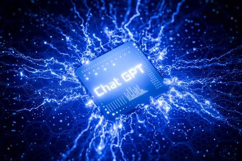 ChatGPT Chat with AI or artificial intelligence. CPU. New model of chat gpt with Stock Illustration