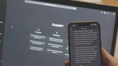 ChatGPT on Computer to try artificial intelligence technology Video stock 234991432