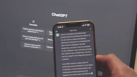 ChatGPT on Computer to try artificial intelligence technology Video stock 234991513