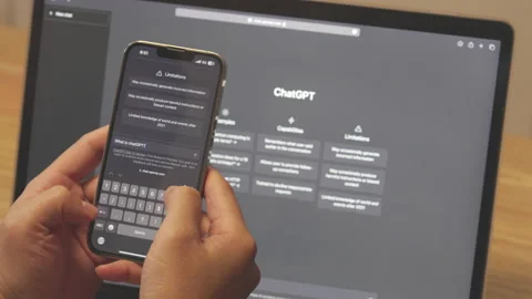 ChatGPT on Computer to try artificial intelligence technology Video stock 234991781