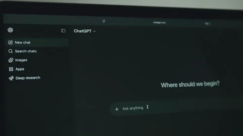 ChatGPT interface on a sleek computer screen in dark mode Stock Footage 333537528