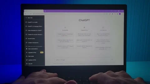 ChatGPT, a large language model, providing an answer to questions on a Stock Footage 234369574