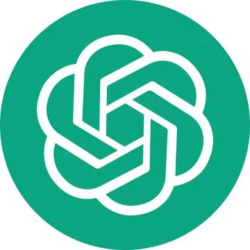 Chatgpt logo, Open AI logotype, AI chatbot, Chat GPT app. AI Artificial int.. Stock Illustration