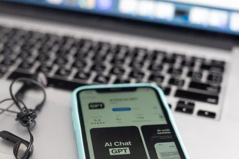 ChatGPT Open AI chatbot website on a smartphone. Kyiv, Ukraine - February 06 Stock Photos