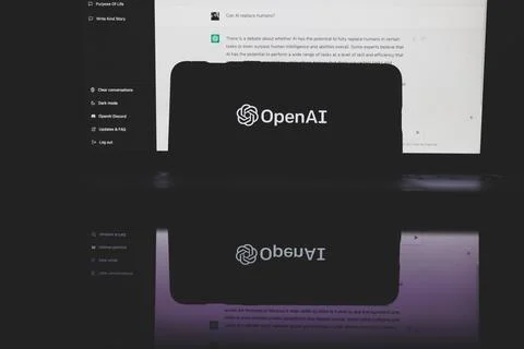 ChatGPT OpenAI artificial intelligence computer program on PC screen Stock Photos