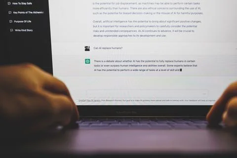 ChatGPT OpenAI artificial intelligence computer program on PC screen Stock Photos