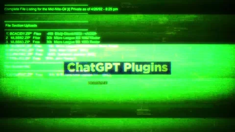 ChatGPT Plugins on digital screen message on computer screens Stock Footage 317054727