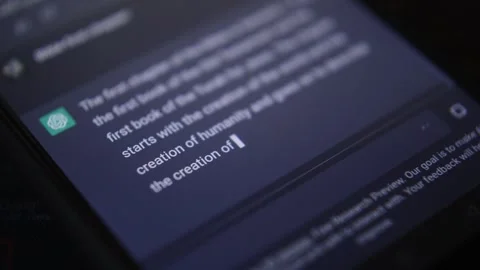Chatgpt software with artificial intelligence write the answer of a question. Stock Footage 232386324