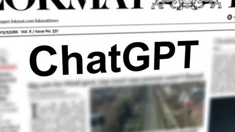 ChatGPT title written newspaper. Stock Footage 233232747