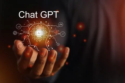 ChatGPT, using and chatting artificial intelligence chatbot. Digital chatbo.. Stock Photos