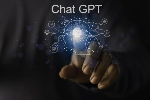 ChatGPT, using and chatting artificial intelligence chatbot. Digital chatbo.. Stock Photos