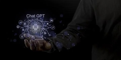 ChatGPT, using and chatting artificial intelligence chatbot. Digital chatbo.. Stock Photos