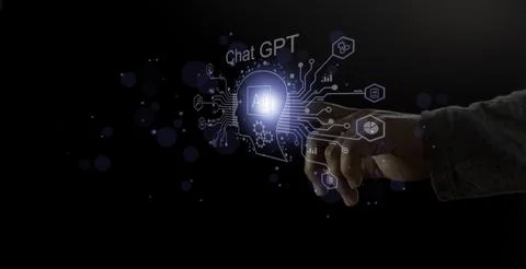ChatGPT, using and chatting artificial intelligence chatbot. Digital chatbo.. Stock Photos