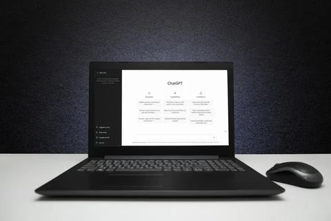 ChatGPT webpage on screen laptop computer. Moscow, Russia - March 22, 2023. Stock Photos