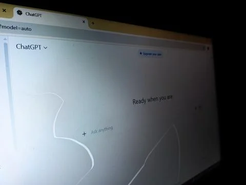 Chatgpt website interface opened on computer 스톡 사진
