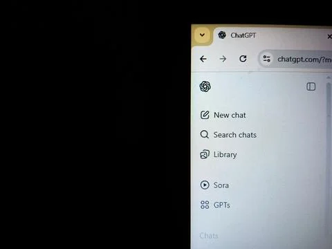 Chatgpt website interface opened on computer. Stock Photos