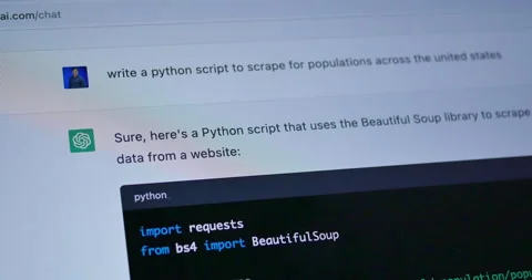 CHATGPT Writing Code for Computer Programmer Stock Footage 237279101