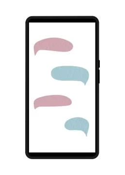 Chating concept. Speech bubbles set on phone screen. Conversation elements. V Stock Illustration