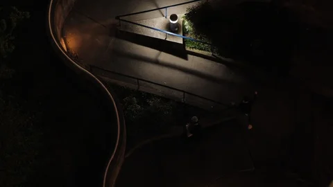 Chattanooga River Walk Sidewalk Switchbacks at Night Stock Footage 96747776