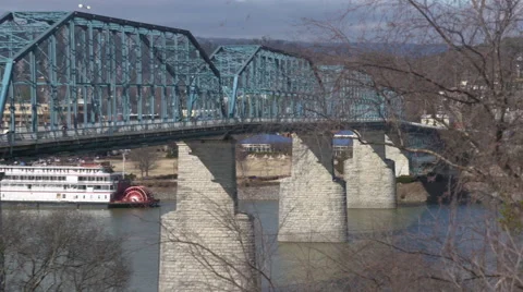 Chattanooga Walking Bridge Pan Stock Footage 65425904