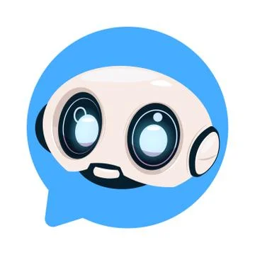 Chatter Bot Cute Robot Icon In Speech Bubble Icon Concept Of Chatbot Or Chat Stock Illustration