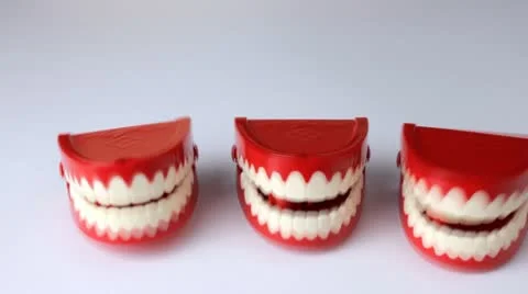 Chattering teeth Stock Footage