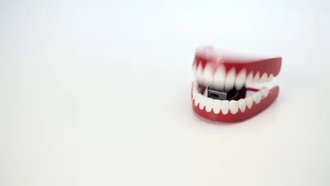 Chattering Teeth Isolated on White Stock Footage 70684828