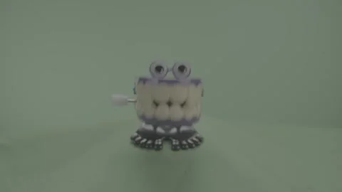 Chattering Teeth Purple | Green Screen | Slowmo Video stock 246076035