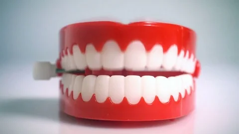 Chattering Teeth Toy, CU Stock-Footage 76386464