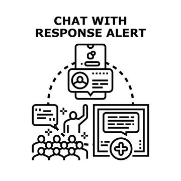 Chatting and receiving response alerts online 库存插图