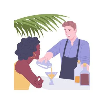 Chatting with bartender isolated cartoon vector illustrations. Stock Illustration