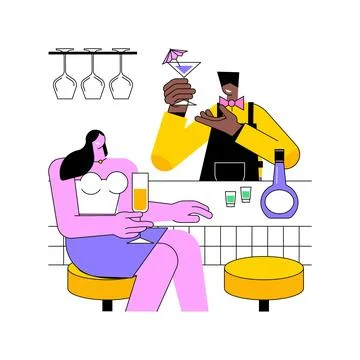 Chatting with bartender isolated cartoon vector illustrations. Stock Illustration