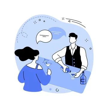 Chatting with bartender isolated cartoon vector illustrations. Stock Illustration