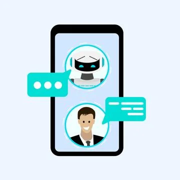 Chatting with bot in smartphone messenger Illustrazione stock