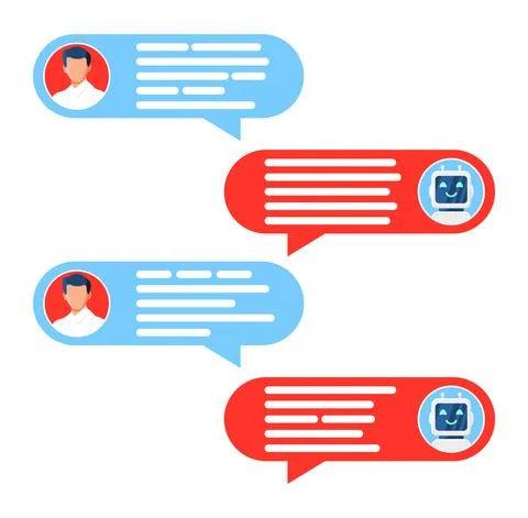 Chatting Bubbles with Chat Bot Robot Isolated. Stock Illustration