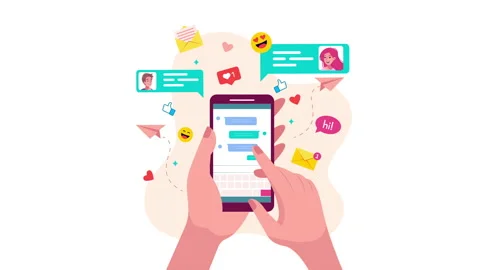 Chatting, Chat Message On Smartphone. Simple Flat Motion Graphic. Social Media Vídeos de archivo 220147999