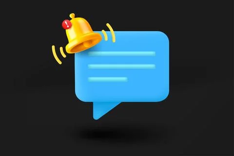 Chatting cloud with bell icon. 3d vector illustration Stock Illustration