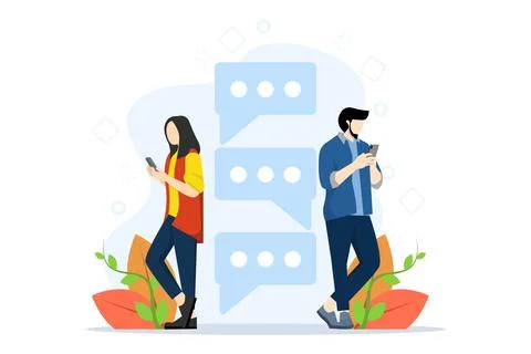 Chatting concept, Show virtual Dating and relationship app. Stock Illustration