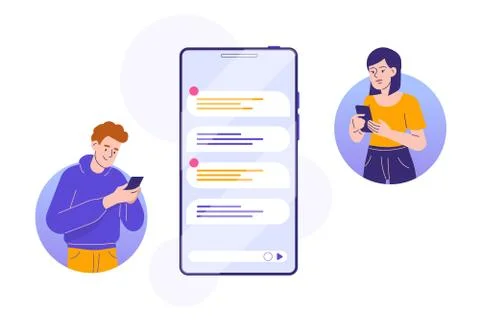 Chatting concept. Virtual relationships and online dating and social networki Stock Illustration