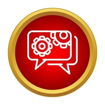 Chatting with gears icon symbolising technical support service Ilustração Stock