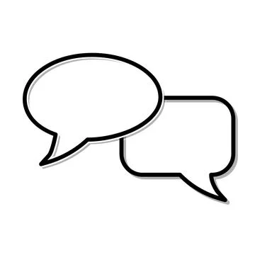 Chatting icon. Human talking with talk bubble. Black stroke isolated on white Stock Illustration