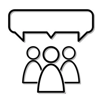 Chatting icon. Human talking with talk bubble. Black stroke isolated on white Stock Illustration
