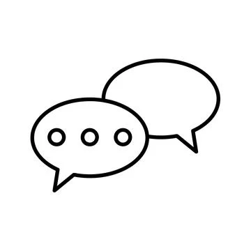 Chatting icon. Human talking with talk bubble. Black stroke isolated on white Stock Illustration