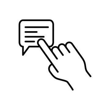 Chatting icon. Human talking with talk bubble. Black stroke isolated on white Stock Illustration