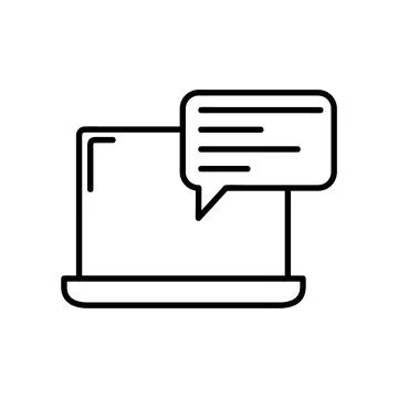 Chatting on pc device icon. Isolated on white background. Simple flat vector. Stock Illustration