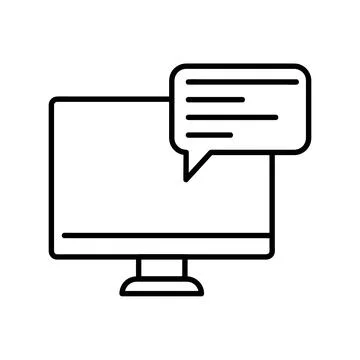 Chatting on pc device icon. Isolated on white background. Simple flat vector. Stock Illustration