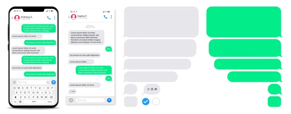 Chatting sms smartphone template bubbles vector イラスト素材