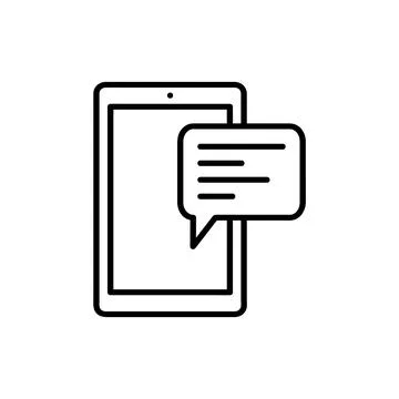 Chatting on tablet device icon. Isolated on white background. Simple flat vec Stock Illustration