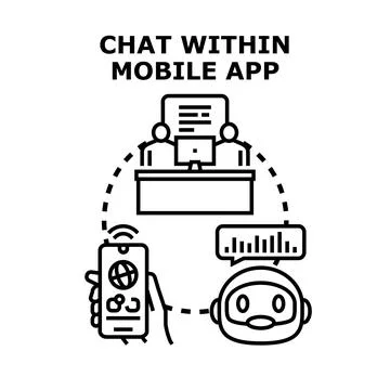 Chatting within mobile application using artificial intelligence support Stock-Illustration